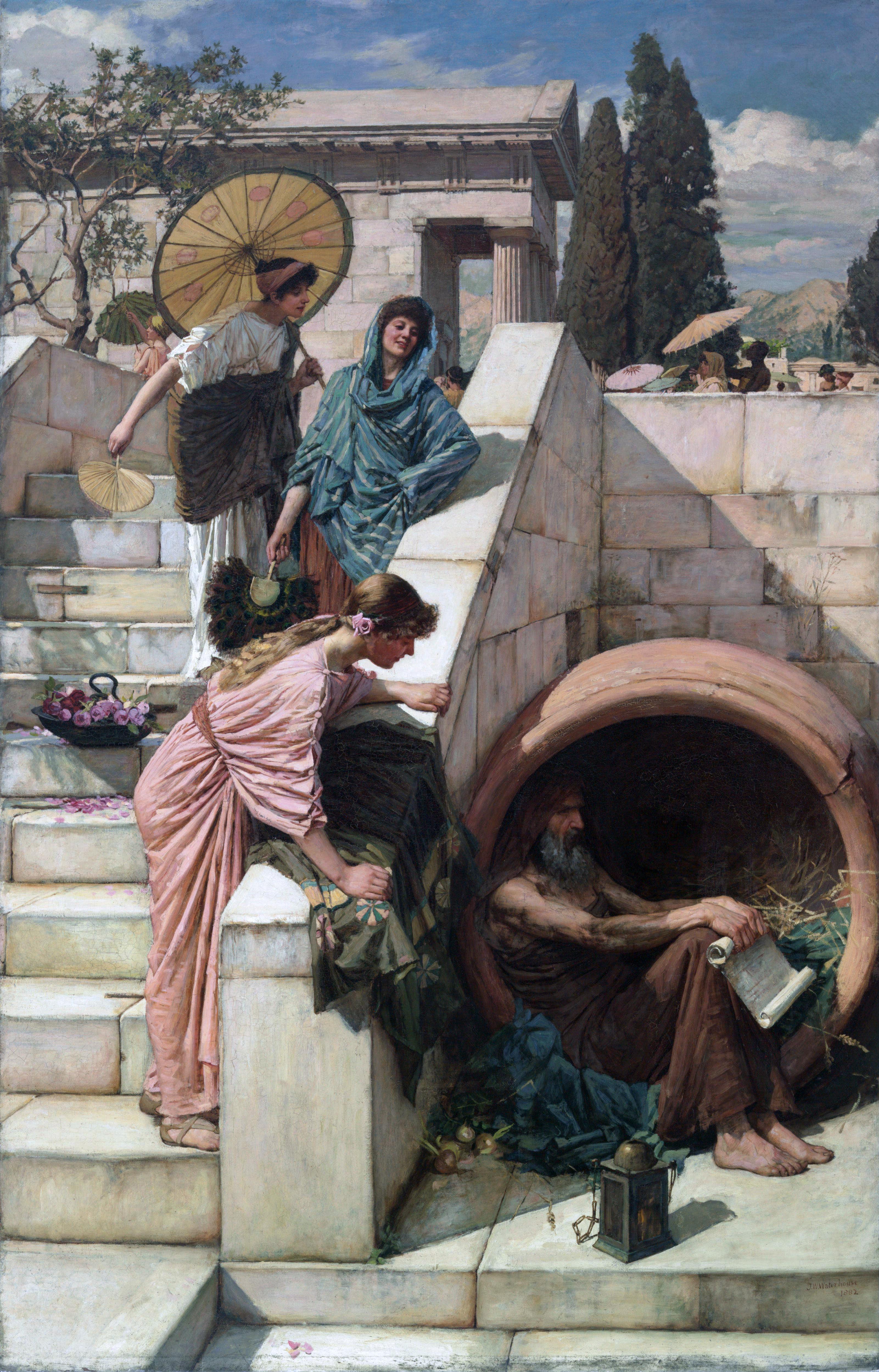 Painting of Diogenes the Cynic by John William Waterhouse. 1882